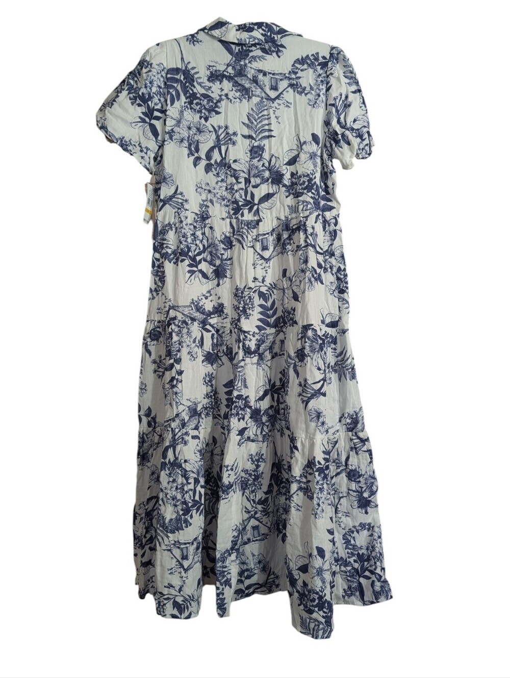 CeCe A La Plage Blue & White Toile Print Tiered Midi Dress NWT Size Small - Picture 7 of 11